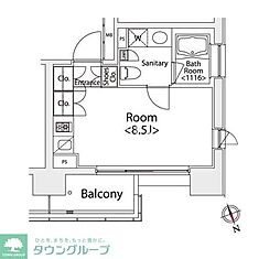 カスタリア戸越 ワンルームの間取図画像