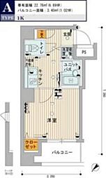 スカイコート銀座東壱番館 1Kの間取図画像