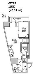 RESIDIA日本橋馬喰町2 1LDKの間取図画像