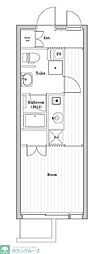 HarmonyGracia不動前 1Kの間取図画像