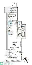 パークナードフィット南青山Vista ワンルームの間取図画像