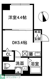 creal新富町 1DKの間取図画像