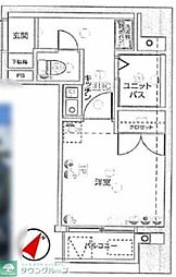 グランヴァン水天宮 1Kの間取図画像