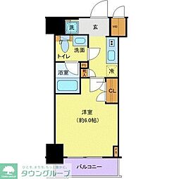 プレールドゥーク北品川 1Kの間取図画像