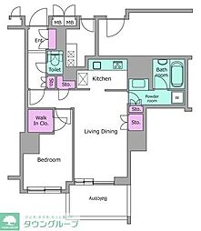 レジディアタワー目黒不動前 1LDKの間取図画像