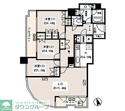 西早稲田パーク・タワー 3LDKの間取図画像