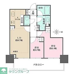 大崎ステーションレジデンス 2LDKの間取図画像