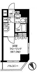 パレステュディオ汐留WEST 1Kの間取図画像