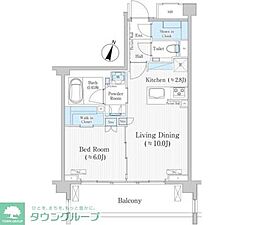 バウスステージ広尾 1LDKの間取図画像