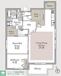 六本木ポルテ 2LDKの間取図画像