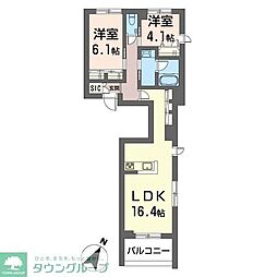 ケーズコート下目黒 2LDKの間取図画像