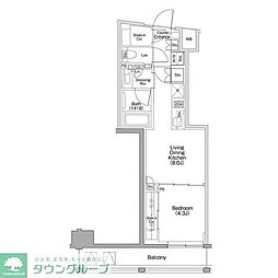 ザ・パークハビオSOHO代々木公園 1LDKの間取図画像