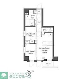 ブランシエスタ品川大井町パークエッジ 2DKの間取図画像