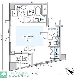オーキッドレジデンス六本木 ワンルームの間取図画像