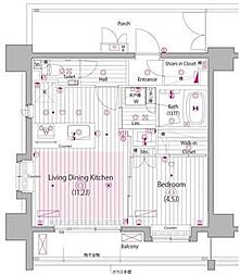 ガーラ・アヴェニュー渋谷 1LDKの間取図画像