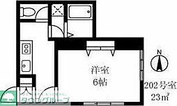 ヒルサイド 1Kの間取図画像
