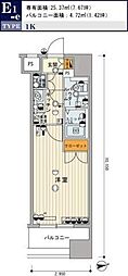 ヴィーダ・スカイコート品川 1Kの間取図画像