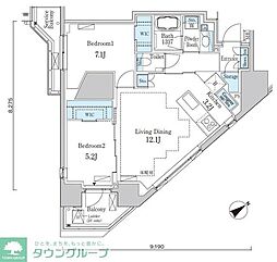 PRIMEART白金台 2LDKの間取図画像