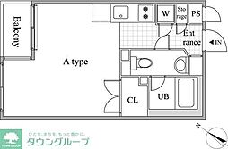 レジディア目黒2 ワンルームの間取図画像