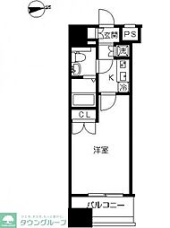 ヴィーダ・スカイコート品川 1Kの間取図画像