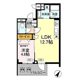 ロイジェント中目黒 1LDKの間取図画像