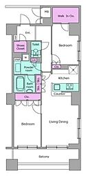 レジディア日本橋馬喰町 2LDKの間取図画像