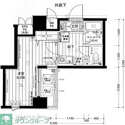 メインステージ日本橋箱崎2 1Kの間取図画像