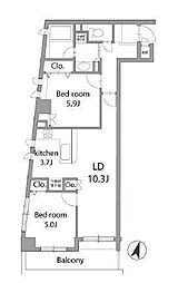 ガーデン代々木参宮橋 2LDKの間取図画像