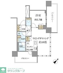 ブリリアタワー浜離宮 1LDKの間取図画像
