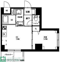 VERFLAT 1DKの間取図画像