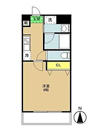 ドゥーエ西大島2 1Kの間取図画像