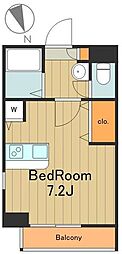 グランヴァン大井町2 1Kの間取図画像