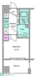レジディアイチガヤ 1Kの間取図画像