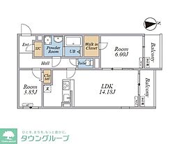 大田区南千束1丁目マンション 2LDKの間取図画像