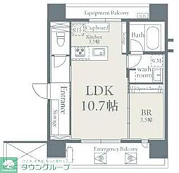 FABRIC信濃町Residence 1LDKの間取図画像