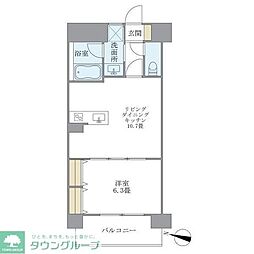 ラキャリラット日本橋 1LDKの間取図画像