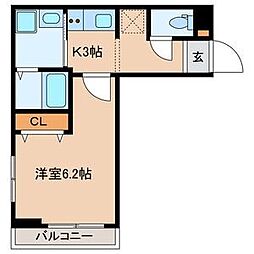 LaLa神泉 1Kの間取図画像