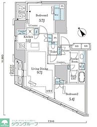 PRIMEART白金台 2LDKの間取図画像