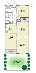 ライオンズマンション東伏見 3DKの間取図画像
