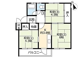 UR常盤平  ｜ 千葉県松戸市常盤平4丁目（賃貸マンション3K・1階・45.01㎡） その2