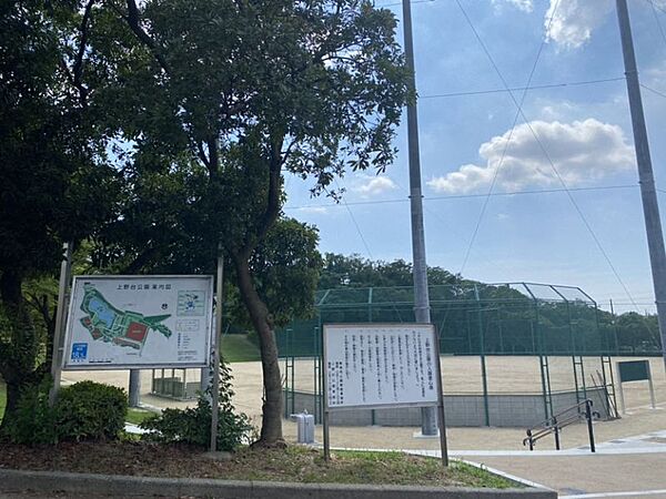 上野台公園まで　1200m　徒歩約15分　池・日本庭園・多目的広場・テニスコート・児童遊園などがあり多目的に利用できる公園です。
