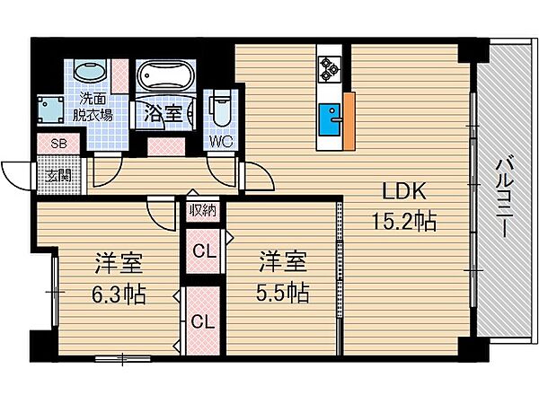 ネオコート上土室 ｜大阪府高槻市上土室６丁目(賃貸マンション2LDK・3階・60.49㎡)の写真 その2