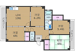 サンフレア千里丘 3階4LDKの間取り