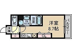 フェリーズ茨木 10階ワンルームの間取り