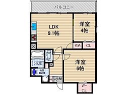 Loire F 2階2LDKの間取り