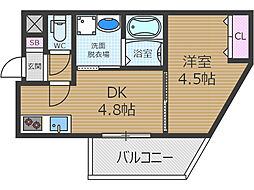 KORE・YIELD千里丘 1階1DKの間取り