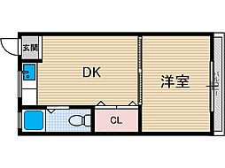 関山ビル 1DKの間取図画像