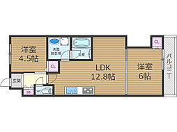 シェモア茨木市郡山二丁目 2LDKの間取図画像
