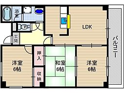 サンハート南茨木 3LDKの間取図画像