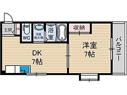ピュア・茨木 1DKの間取図画像